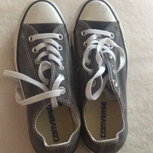 Converse Gray Low Top Canvas Sneakers with White Accents